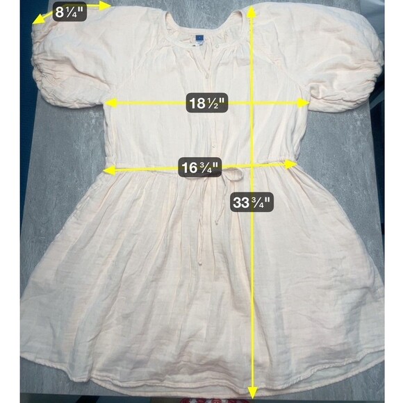 OLD NAVY SZ LARGE Soft Yellow Puff Sleeve Cotton Romantic Flirty Light-Weight - Picture 2 of 8